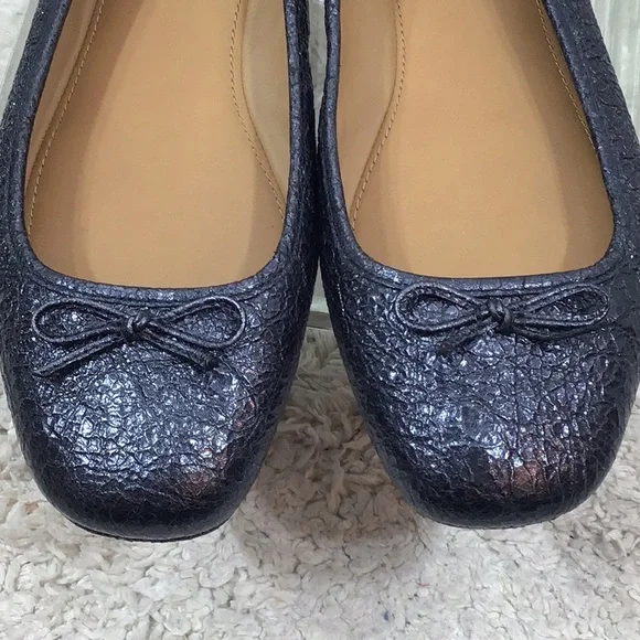 Tory Burch Laila 2 dk gray crinkle leather flats
